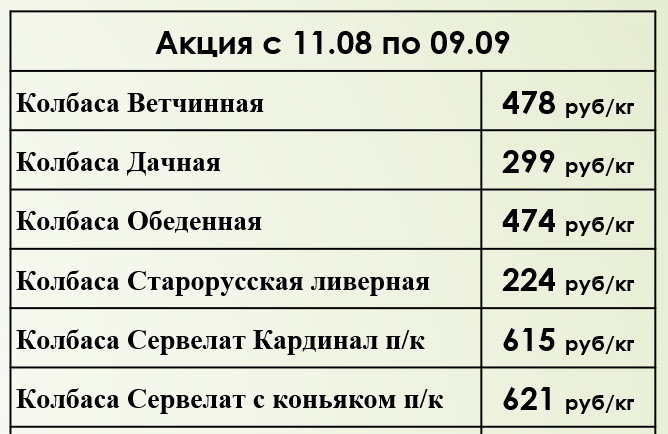 Акция с 11 августа по 9 сентября в наших фирменных магазинах