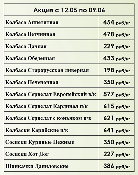 Акция с 12 мая по 9 июня в наших фирменных магазинах 